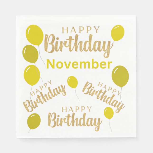 Grattis på födelsedagen november födelsedagar Papp Pappersservett (Framsidan)