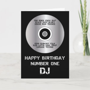 Grattis på födelsedagen numrerar 1 DJ Kort