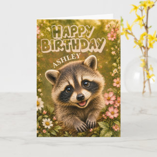 Grattis på födelsedagen nyfiken tvättbjörn Unisex- Kort