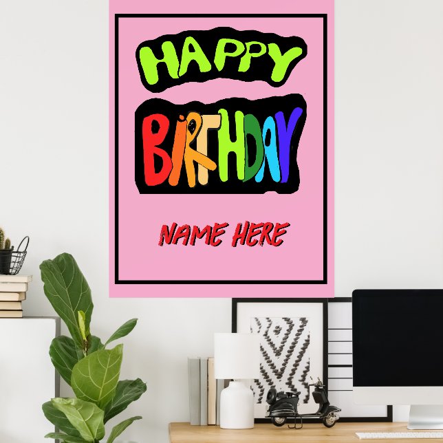 Grattis på födelsedagen och anpassa namn poster (Hemmakontoret)