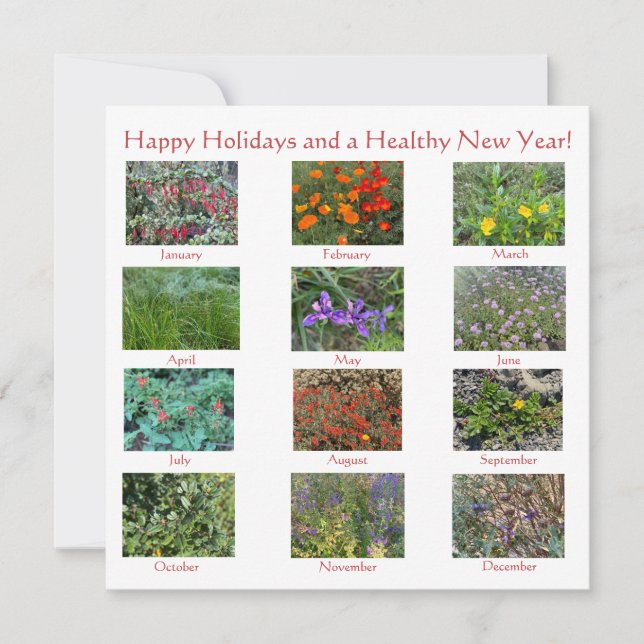 Grattis på födelsedagen och ett nytt år i blommand anteckningskort (Framsida)