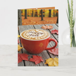 Grattis på födelsedagen och Fall Red Coffee Kopp Kort