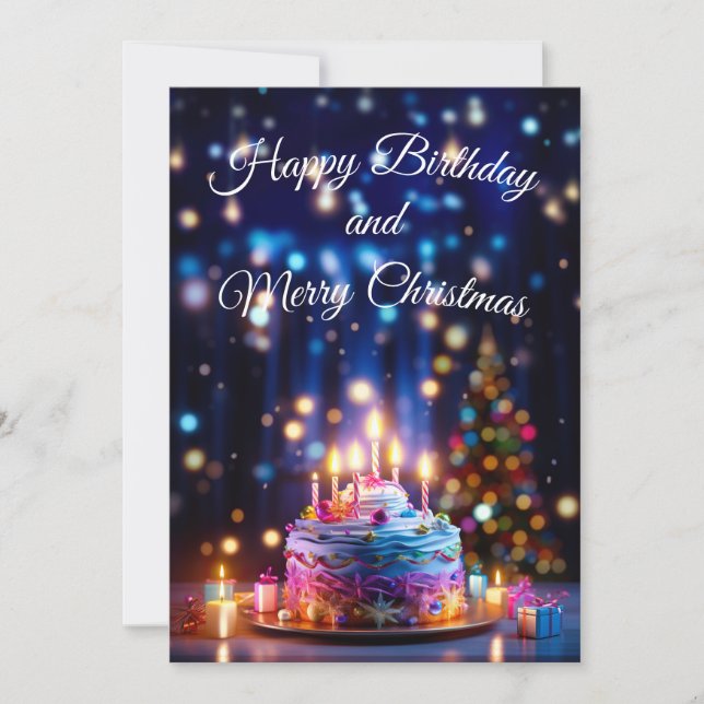 Grattis på födelsedagen och God jul Julkort (Framsida)