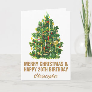 grattis på födelsedagen och God jul Träd 20 Kort