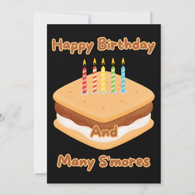 Grattis på födelsedagen och många S'mores-inbjudan Inbjudningar (Framsida)