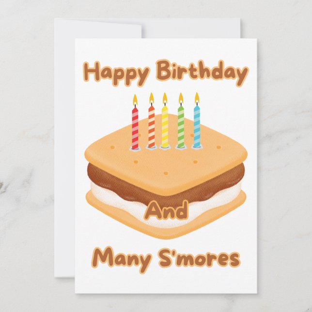 Grattis på födelsedagen och många S'mores-inbjudan Inbjudningar (Framsida)