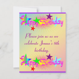 Grattis på födelsedagen och stjärnor - inbjudningar