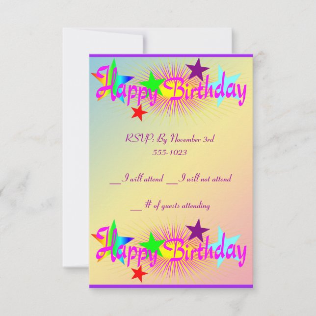 Grattis på födelsedagen och stjärnor - inbjudningar (Framsida)