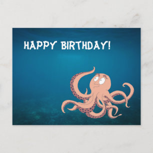 Grattis på födelsedagen Octopus Vykort