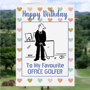 Grattis på födelsedagen Office Golfer Hälsningskort