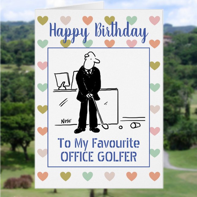 Grattis på födelsedagen Office Golfer Hälsningskort (Skapare uppladdad)