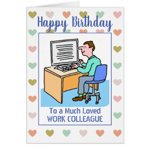 Grattis på födelsedagen Office Work Colleague Hälsningskort