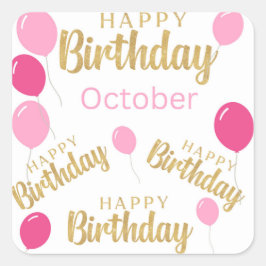 Grattis på födelsedagen oktober Birthdays Sticker Fyrkantigt Klistermärke