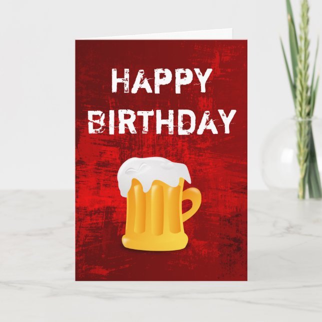 Grattis på födelsedagen Ölbryggare på Grunge Röd A Kort (Framsida)
