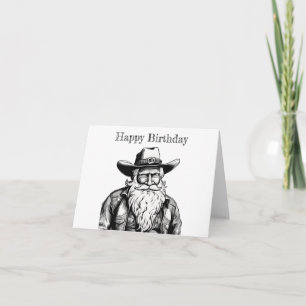 Grattis på födelsedagen Old Cowboy i Leather Jacka Kort