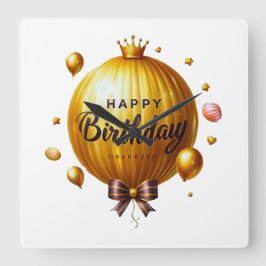 Grattis på födelsedagen önskar fyrkantig klocka