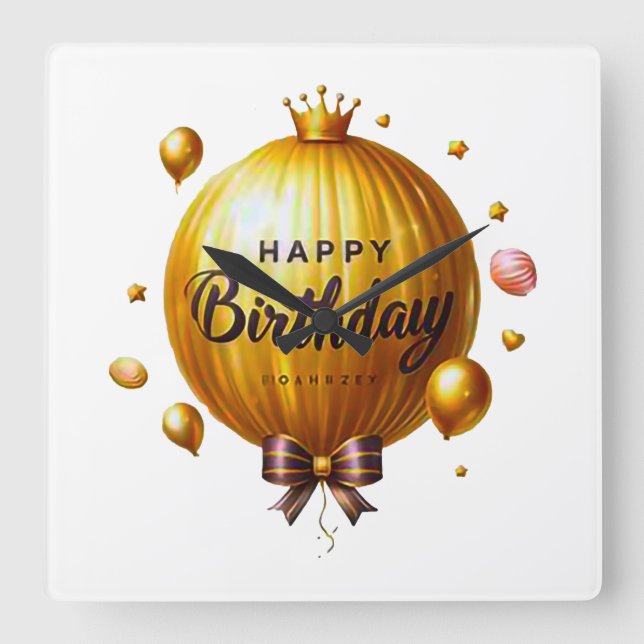 Grattis på födelsedagen önskar fyrkantig klocka (Framsida)