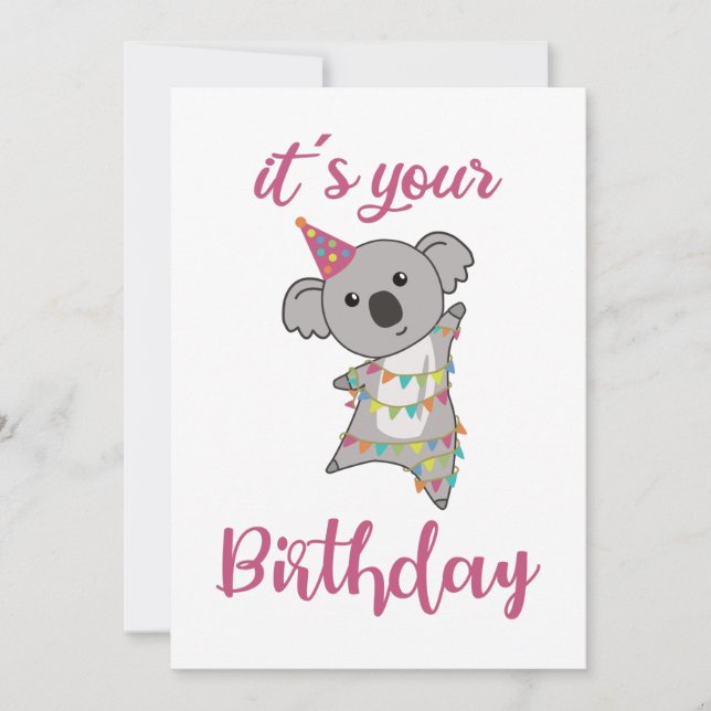 Grattis på födelsedagen Önskemål till dig Koala Cu Inbjudningar (Framsida)