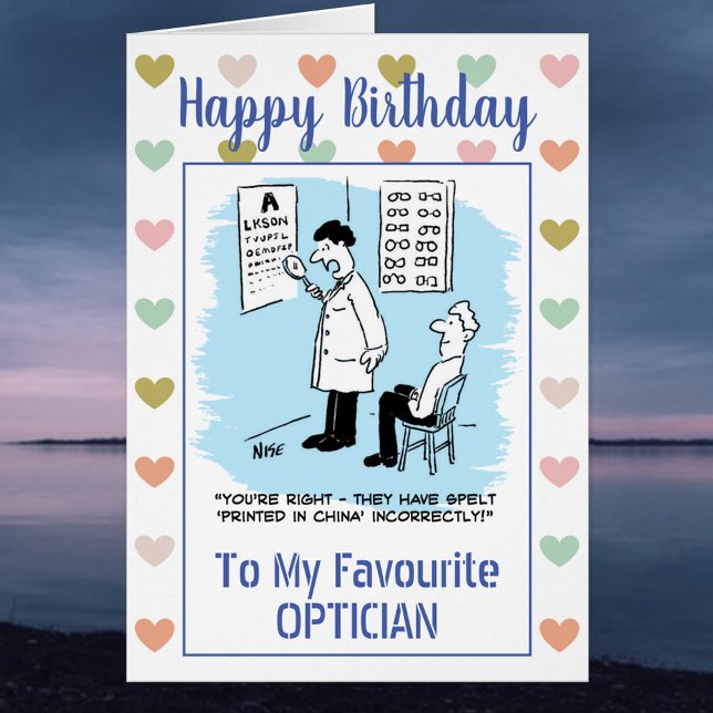 Grattis på födelsedagen Optician Hälsningskort (Skapare uppladdad)