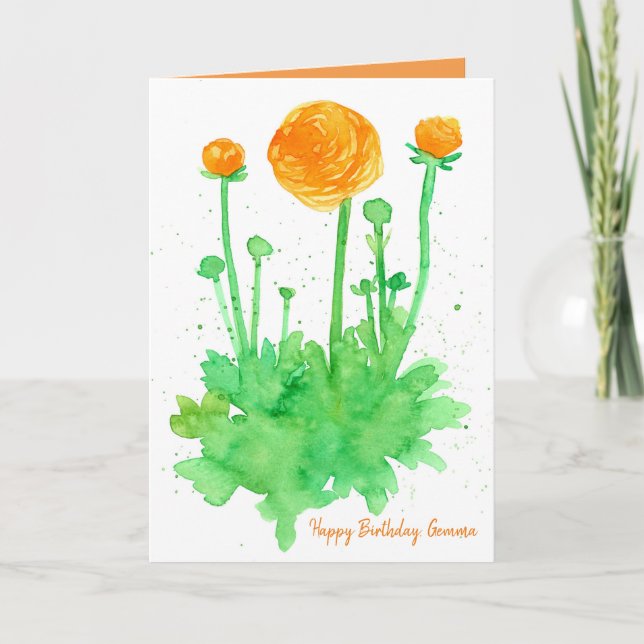 Grattis på födelsedagen Orange blommor Personlig s Kort (Framsida)