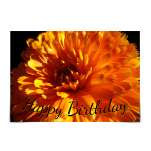 "Grattis på födelsedagen" Orange Chrysanthemum Car Kort
