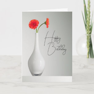 Grattis på födelsedagen Orange Gerbera i vas Kort