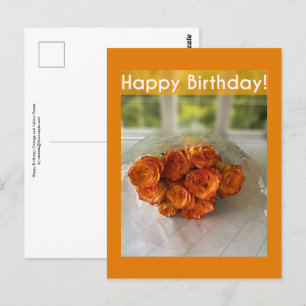 Grattis på födelsedagen! Orange och gula rosor pos Vykort