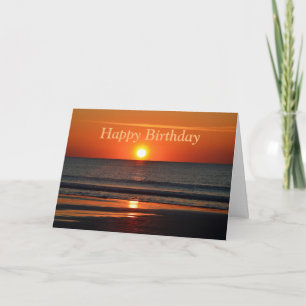 Grattis på födelsedagen Orange Sunrise on Beach Kort
