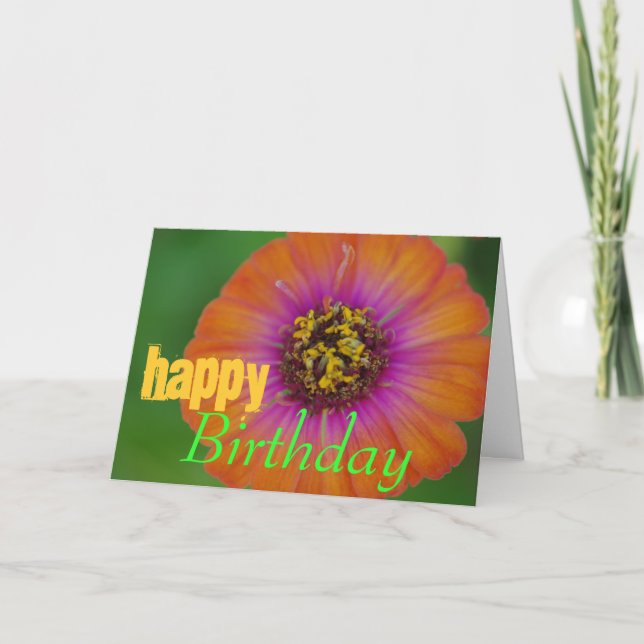 "Grattis på födelsedagen" Orange Zinnia-födelsedag Kort (Framsida)