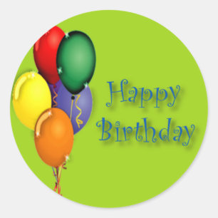 Grattis på födelsedagen Ord med Färgad ballonge Runt Klistermärke