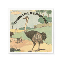 Grattis på födelsedagen Ostrich Illustrated Party