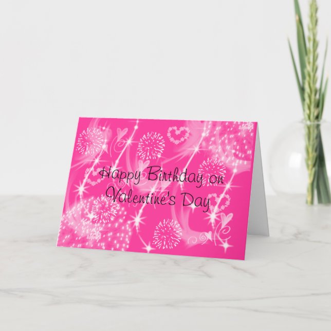 Grattis på födelsedagen på Alla hjärtans dag Helgkort (Framsida)