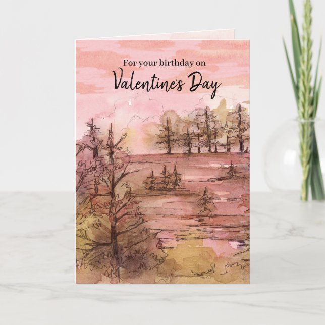 Grattis på födelsedagen på Alla hjärtans dag Sunse Kort (Framsida)