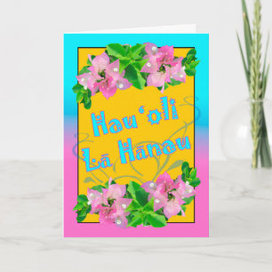 Grattis på födelsedagen på hawaiianska med Bougain Kort