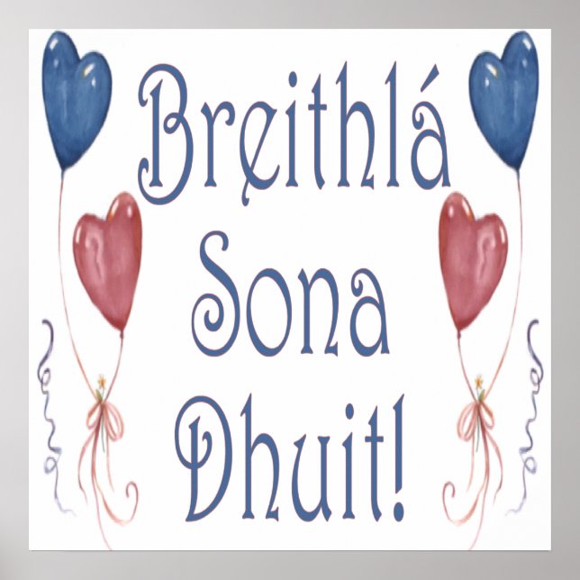 Grattis på födelsedagen! på iriska gaeliska poster (Framsidan)