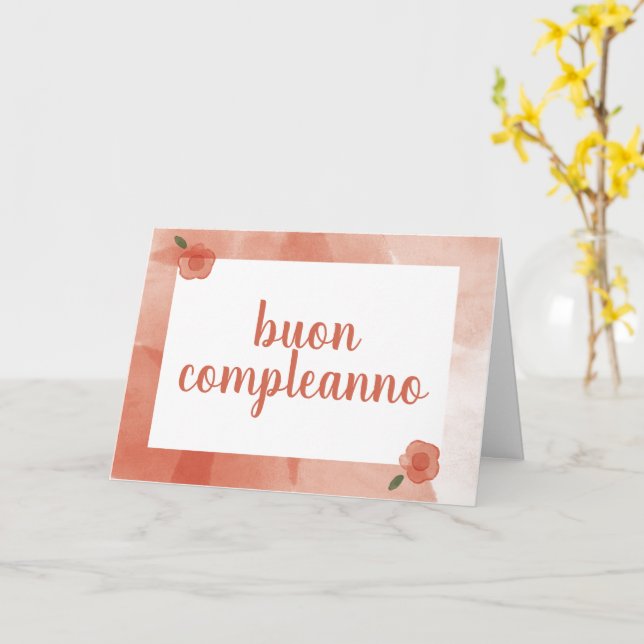 Grattis på födelsedagen på italienskt kort (Gul blomma)