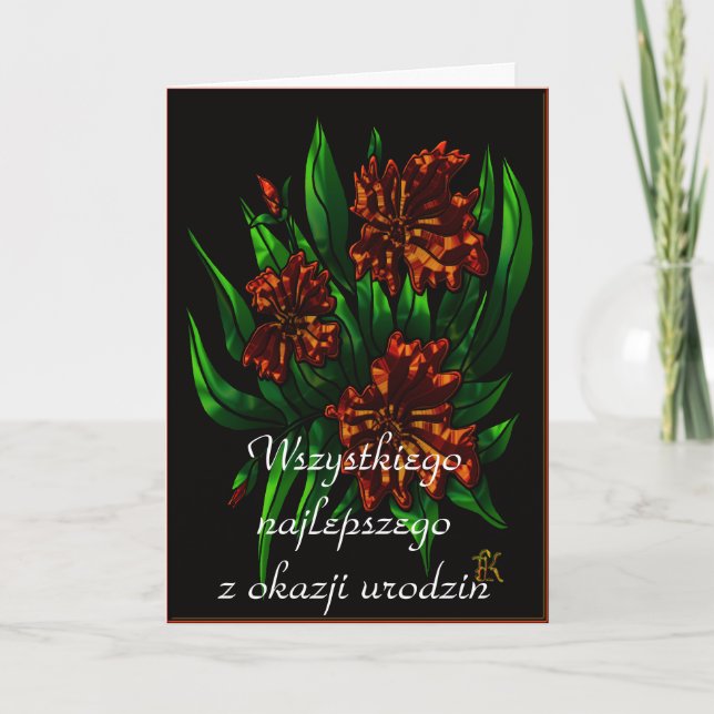 Grattis på födelsedagen på polska kort (Framsida)