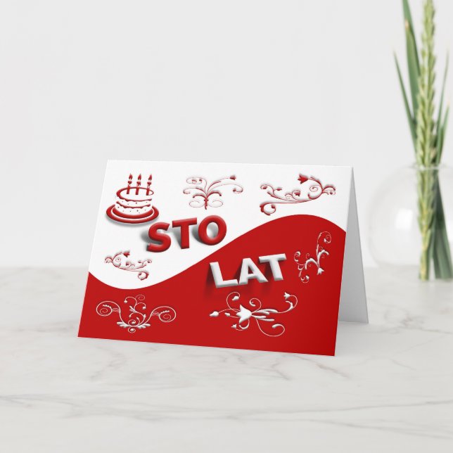 Grattis på födelsedagen på polskt kort (Framsida)