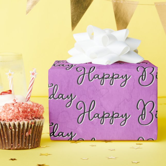 Grattis på födelsedagen på Rosa Watercolor Abstrak Presentpapper (Födelsedagsfest)