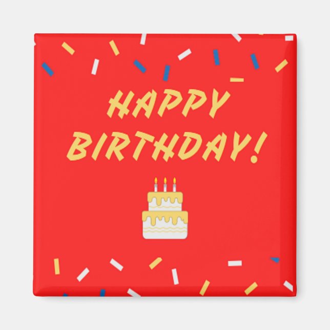Grattis på födelsedagen på rött magnet (Framsidan)