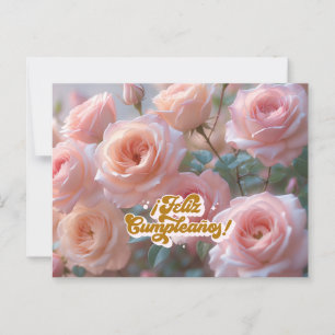 Grattis på födelsedagen på spanska Rosa rosor Föde Vykort