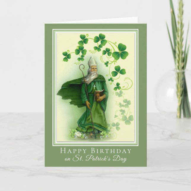 Grattis på födelsedagen på St. Patricks dag Shamro Kort (Framsida)
