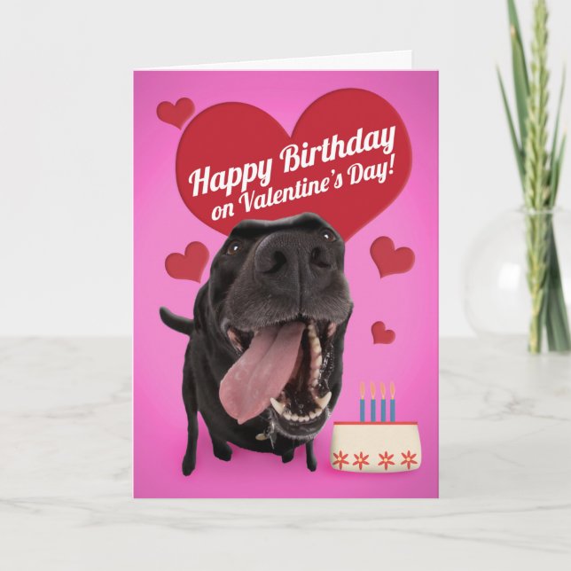 Grattis på födelsedagen på Valentindagen Cute Hund Helgkort (Framsida)