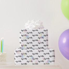 Grattis på födelsedagen på vitt med bubblor presentpapper