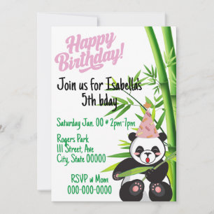 Grattis på födelsedagen Panda Anpassningsbar Inbju Inbjudningar