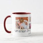 Grattis på födelsedagen pappa 6 Photo Collage Whit Mugg<br><div class="desc">Två större foton och fyra mindre fyrkantiga fotosamlingar med grattis på födelsedagen pappa-design. Olika färg finns i min butik. Lätt att byta ut bilderna! Plocka bilder och använda anpassningsalternativen.</div>
