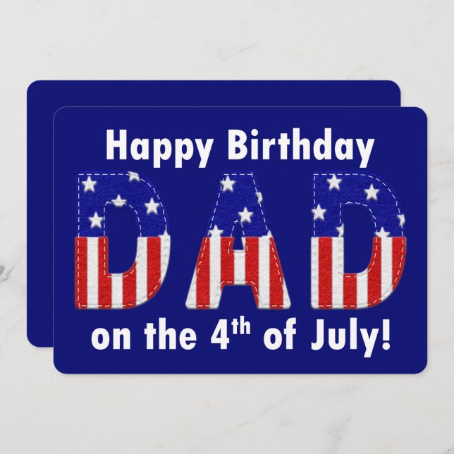 Grattis på födelsedagen Pappa Felt 4:e juli (Fram/baksida)