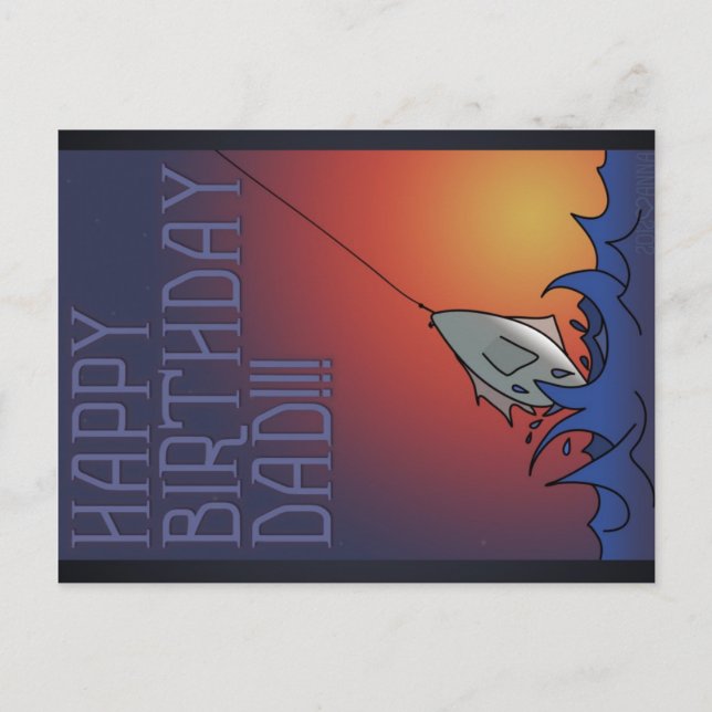 Grattis på födelsedagen - Pappa-fiske - vykort (Framsida)