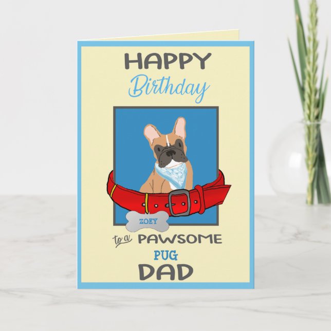Grattis på födelsedagen pappa från Brown Pug Kort (Framsida)