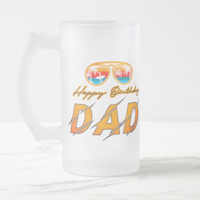 Grattis på födelsedagen Pappa Frostat Ölglas (Vänster)